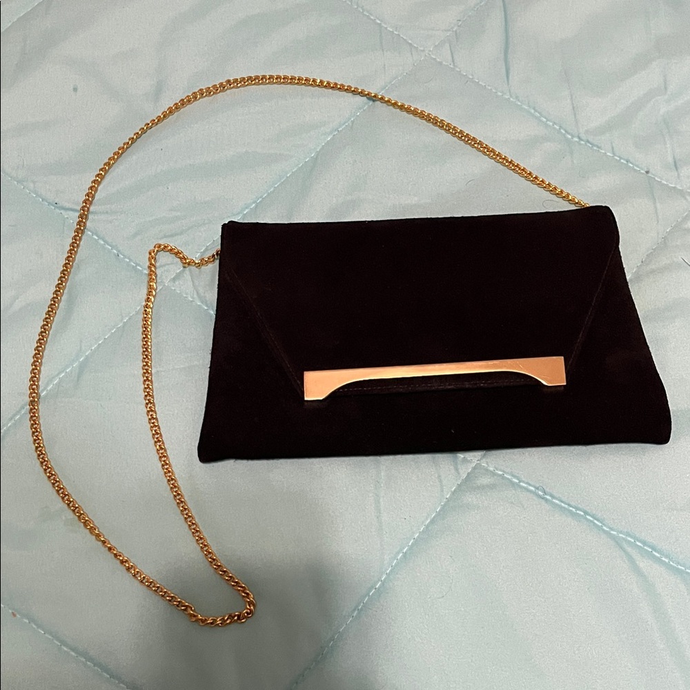 Susan Gail Vintage  Black Suede Bag with Gold Chain